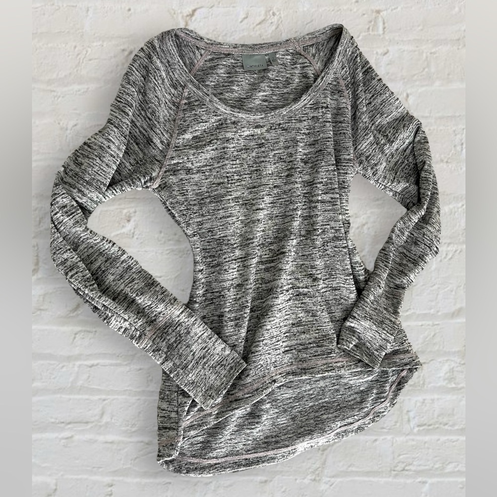 Athleta Heather gray grey long sleeve top small hi lo hem